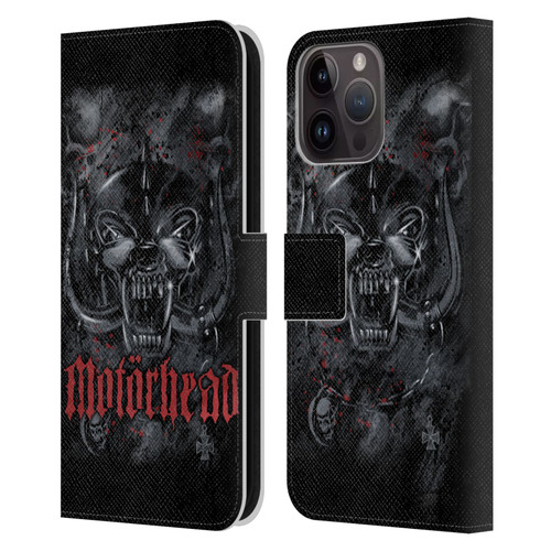 Motorhead Graphics Deathstorm Leather Book Wallet Case Cover For Apple iPhone 15 Pro Max