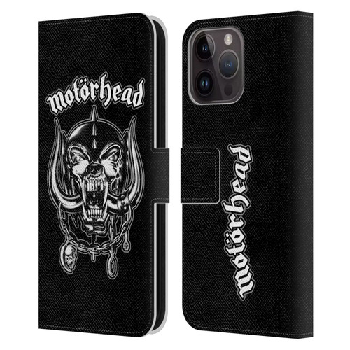 Motorhead Graphics Silver War Pig Leather Book Wallet Case Cover For Apple iPhone 15 Pro Max