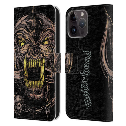 Motorhead Graphics Snaggletooth Leather Book Wallet Case Cover For Apple iPhone 15 Pro Max