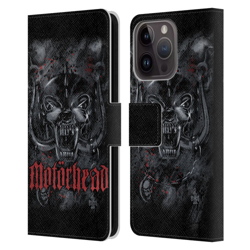 Motorhead Graphics Deathstorm Leather Book Wallet Case Cover For Apple iPhone 15 Pro