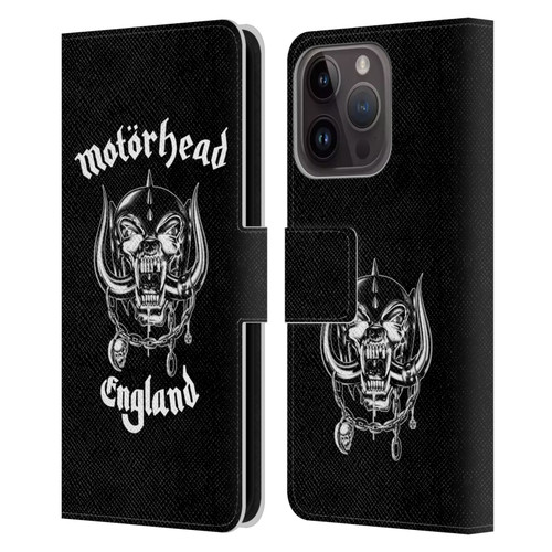 Motorhead Graphics England Leather Book Wallet Case Cover For Apple iPhone 15 Pro