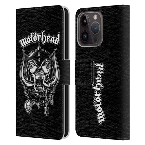 Motorhead Graphics Silver War Pig Leather Book Wallet Case Cover For Apple iPhone 15 Pro