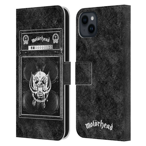 Motorhead Key Art Amp Stack Leather Book Wallet Case Cover For Apple iPhone 15 Plus