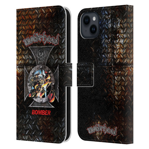 Motorhead Key Art Bomber Cross Leather Book Wallet Case Cover For Apple iPhone 15 Plus