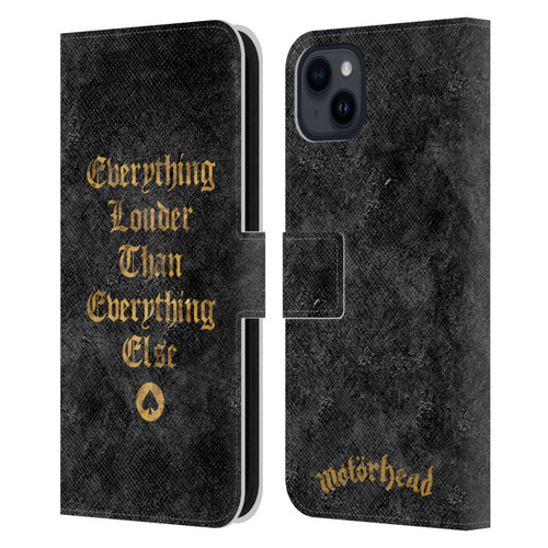 Motorhead Key Art Everything Louder Leather Book Wallet Case Cover For Apple iPhone 15 Plus