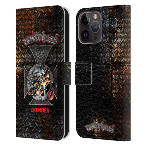 Motorhead Key Art Bomber Cross Leather Book Wallet Case Cover For Apple iPhone 15 Pro Max