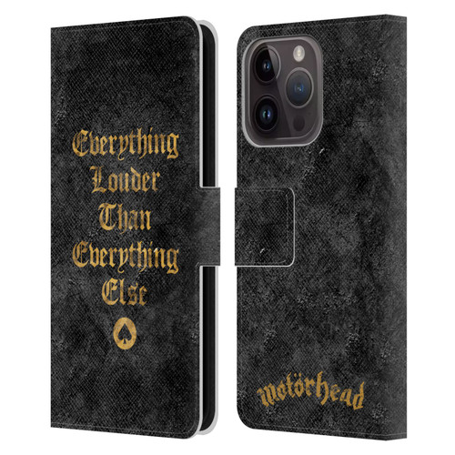 Motorhead Key Art Everything Louder Leather Book Wallet Case Cover For Apple iPhone 15 Pro