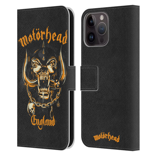 Motorhead Logo Warpig England Leather Book Wallet Case Cover For Apple iPhone 15 Pro Max