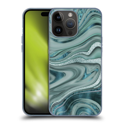LebensArt Geo Liquid Marble Sea Foam Green Soft Gel Case for Apple iPhone 15 Pro Max