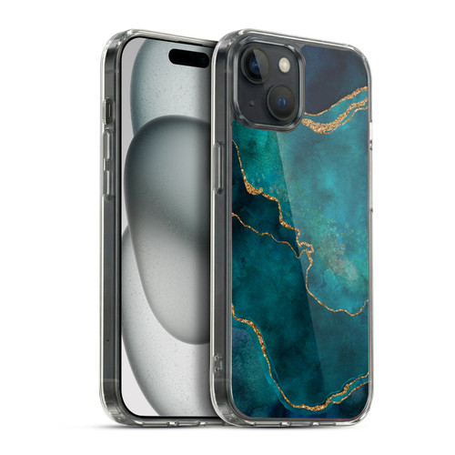 LebensArt Mineral Marble Glam Turquoise Soft Gel Case for Apple iPhone 15 Plus & MagSafe