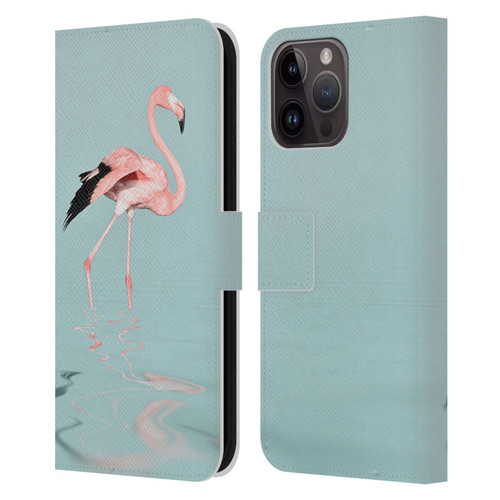 LebensArt Beings Flamingo Leather Book Wallet Case Cover For Apple iPhone 15 Pro Max