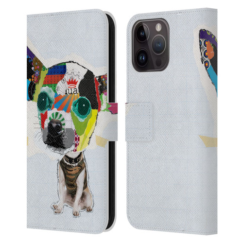 Michel Keck Dogs 3 Chihuahua 2 Leather Book Wallet Case Cover For Apple iPhone 15 Pro Max