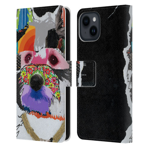 Michel Keck Dogs Westie Leather Book Wallet Case Cover For Apple iPhone 15