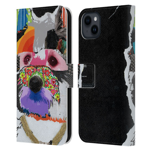 Michel Keck Dogs Westie Leather Book Wallet Case Cover For Apple iPhone 15 Plus