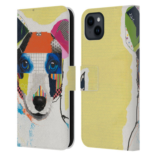 Michel Keck Dogs Whippet Leather Book Wallet Case Cover For Apple iPhone 15 Plus