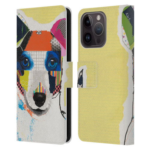 Michel Keck Dogs Whippet Leather Book Wallet Case Cover For Apple iPhone 15 Pro