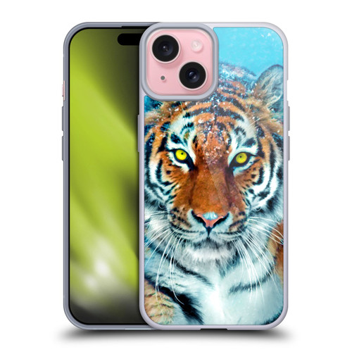 Aimee Stewart Animals Yellow Tiger Soft Gel Case for Apple iPhone 15
