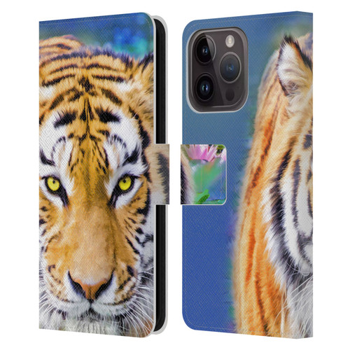 Aimee Stewart Animals Tiger Lily Leather Book Wallet Case Cover For Apple iPhone 15 Pro