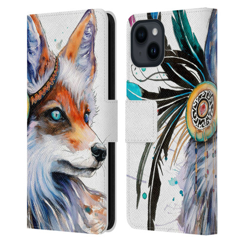 Pixie Cold Animals Fox Leather Book Wallet Case Cover For Apple iPhone 15