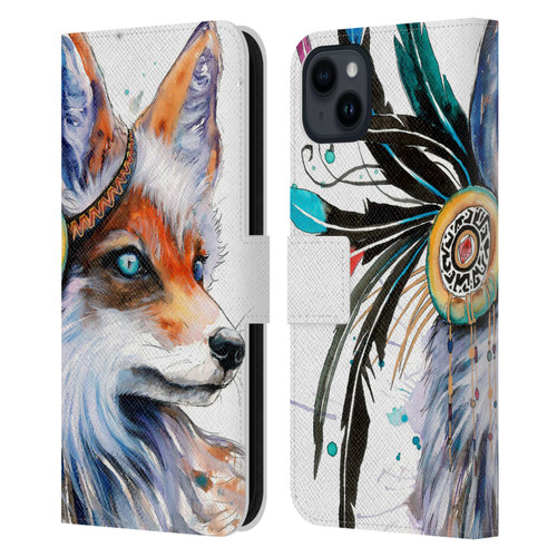 Pixie Cold Animals Fox Leather Book Wallet Case Cover For Apple iPhone 15 Plus