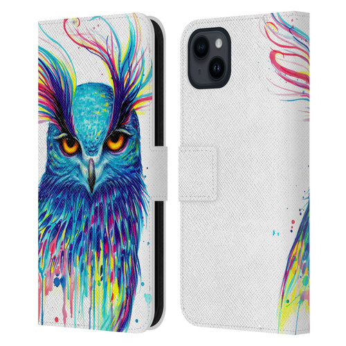 Pixie Cold Animals Into The Blue Leather Book Wallet Case Cover For Apple iPhone 15 Plus
