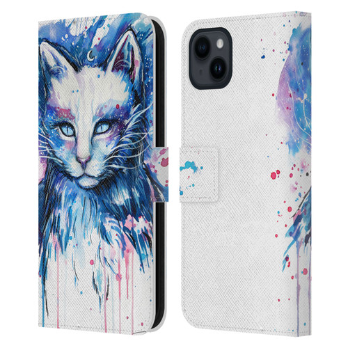 Pixie Cold Cats Space Leather Book Wallet Case Cover For Apple iPhone 15 Plus
