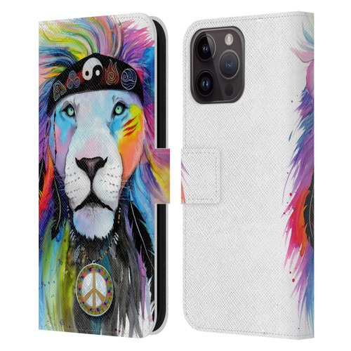 Pixie Cold Cats Hippy Lion Leather Book Wallet Case Cover For Apple iPhone 15 Pro Max