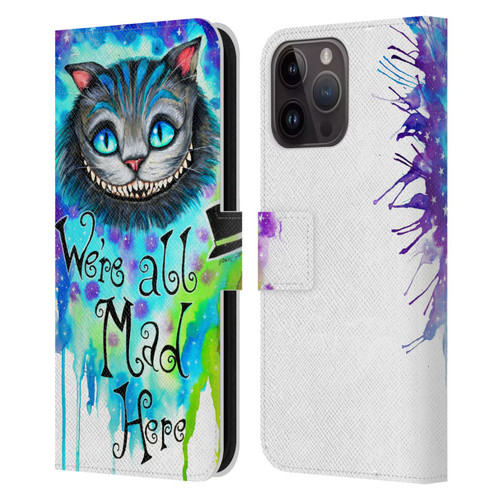 Pixie Cold Cats We Are All Mad Here Leather Book Wallet Case Cover For Apple iPhone 15 Pro Max
