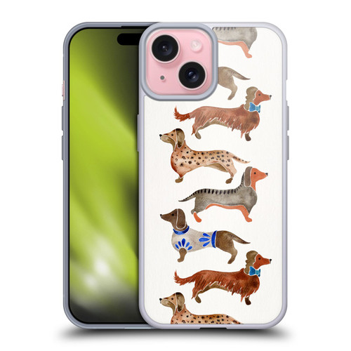 Cat Coquillette Animals Dachshunds Soft Gel Case for Apple iPhone 15