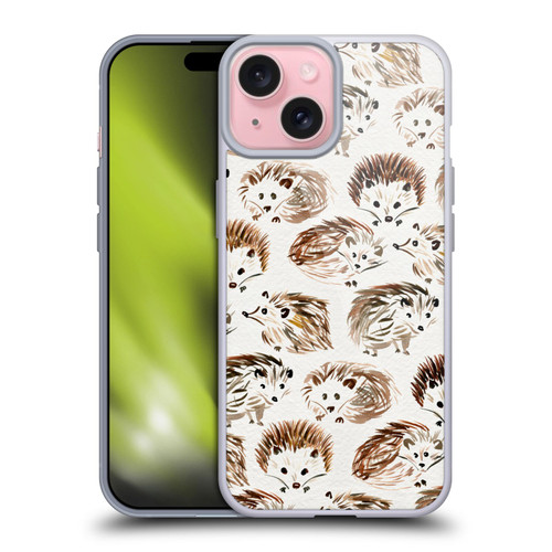 Cat Coquillette Animals Hedgehogs Soft Gel Case for Apple iPhone 15