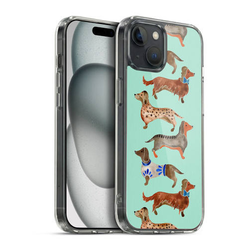 Cat Coquillette Animals Blue Dachshunds Soft Gel Case for Apple iPhone 15 Plus