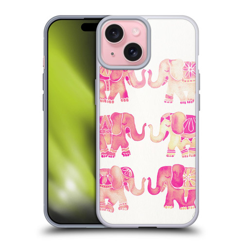 Cat Coquillette Animals 2 Pink Elephants Soft Gel Case for Apple iPhone 15