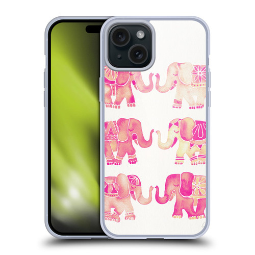 Cat Coquillette Animals 2 Pink Elephants Soft Gel Case for Apple iPhone 15 Plus