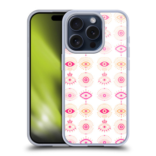 Cat Coquillette Linear Pink Evil Eyes Soft Gel Case for Apple iPhone 15 Pro
