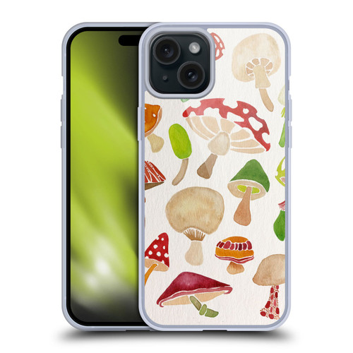 Cat Coquillette Nature Mushrooms Soft Gel Case for Apple iPhone 15 Plus
