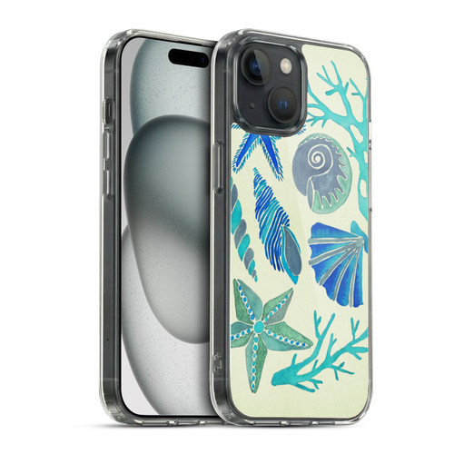 Cat Coquillette Sea Seashells Blue Soft Gel Case for Apple iPhone 15 & MagSafe