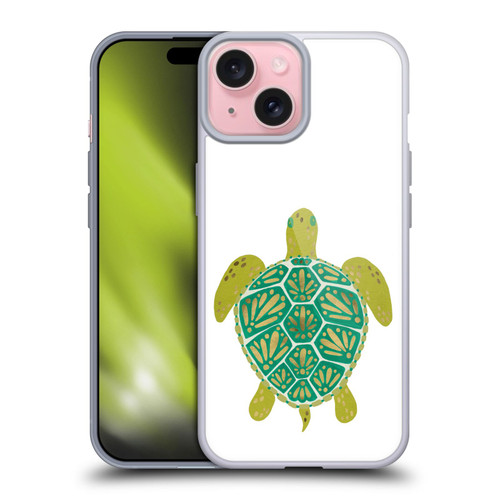 Cat Coquillette Sea Turtle Green Soft Gel Case for Apple iPhone 15
