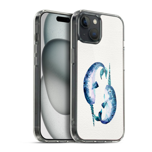 Cat Coquillette Sea Blue Narwhals Soft Gel Case for Apple iPhone 15 Plus & MagSafe