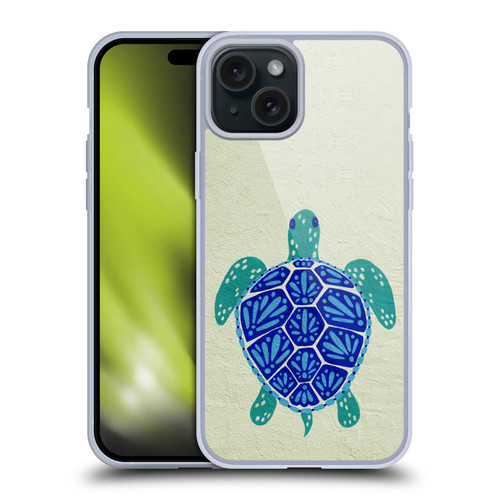 Cat Coquillette Sea Turtle Blue Soft Gel Case for Apple iPhone 15 Plus