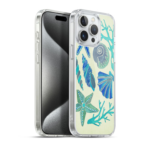 Cat Coquillette Sea Seashells Blue Soft Gel Case for Apple iPhone 15 Pro Max & MagSafe