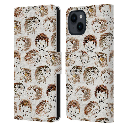Cat Coquillette Animals Hedgehogs Leather Book Wallet Case Cover For Apple iPhone 15