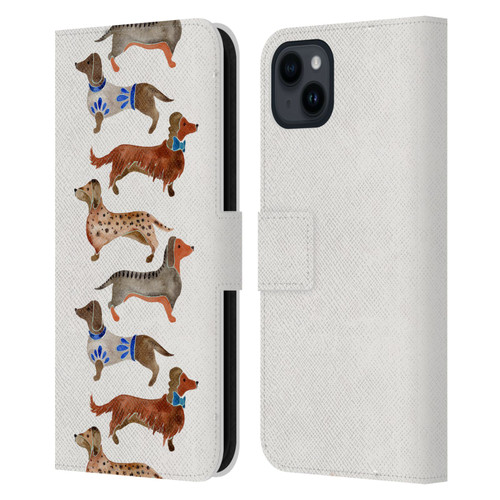 Cat Coquillette Animals Dachshunds Leather Book Wallet Case Cover For Apple iPhone 15 Plus