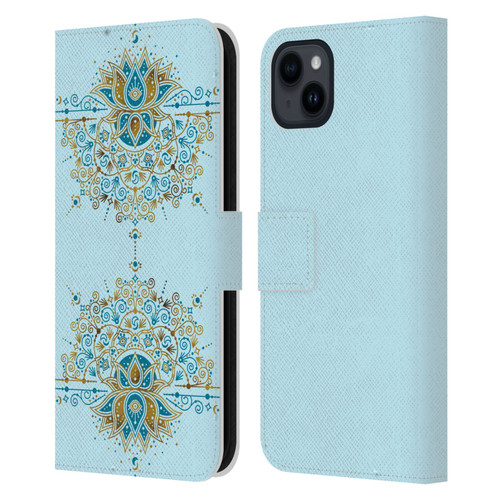 Cat Coquillette Patterns 6 Lotus Bloom Mandala 2 Leather Book Wallet Case Cover For Apple iPhone 15 Plus