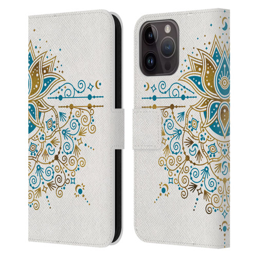 Cat Coquillette Patterns 6 Lotus Bloom Mandala 4 Leather Book Wallet Case Cover For Apple iPhone 15 Pro Max