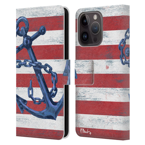 Paul Brent Nautical Westerly Anchor Leather Book Wallet Case Cover For Apple iPhone 15 Pro