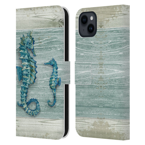 Paul Brent Sea Creatures Seahorse Leather Book Wallet Case Cover For Apple iPhone 15 Plus