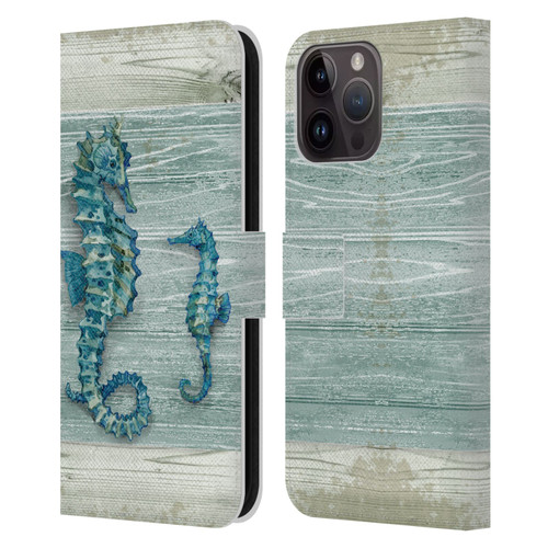 Paul Brent Sea Creatures Seahorse Leather Book Wallet Case Cover For Apple iPhone 15 Pro Max