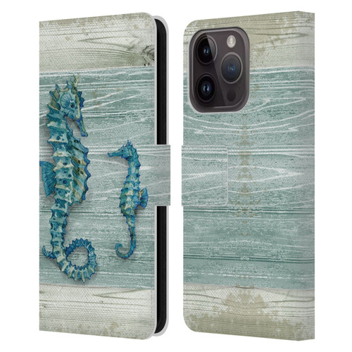 Paul Brent Sea Creatures Seahorse Leather Book Wallet Case Cover For Apple iPhone 15 Pro