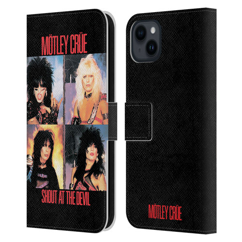 Motley Crue Albums Shout At The Devil Leather Book Wallet Case Cover For Apple iPhone 15 Plus