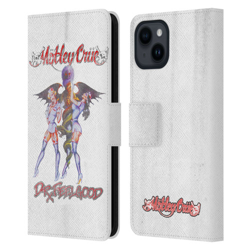 Motley Crue Key Art Dr. Feelgood Vintage Leather Book Wallet Case Cover For Apple iPhone 15